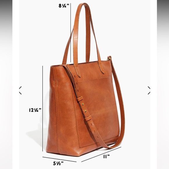 Madewell The Zip-Top Medium Brown Leather Transport Tote NWT - Picture 4 of 16